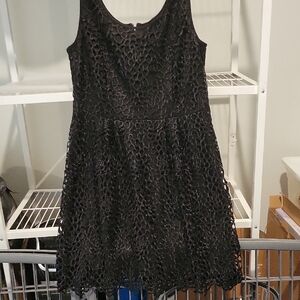 Carmen Marc Valvo Black Textured Mini Dress